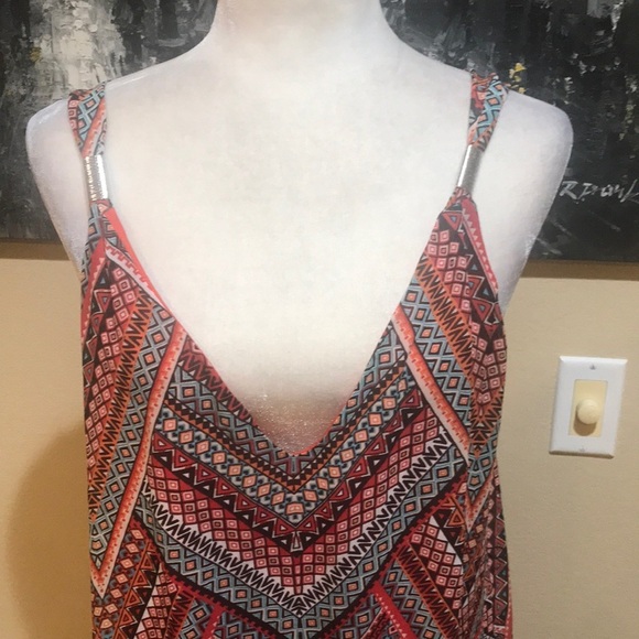 Chevron Patterned Sheer fully Lined Sleeveless Fish Tail Dress-Size L - Picture 5 of 12
